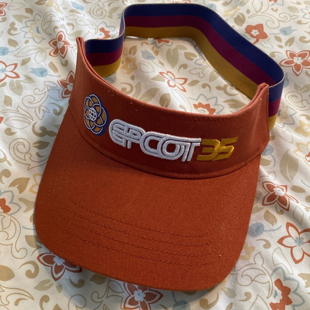 Epcot 35th Anniversary Walt Disney World Visor Elastic Headband EUC
